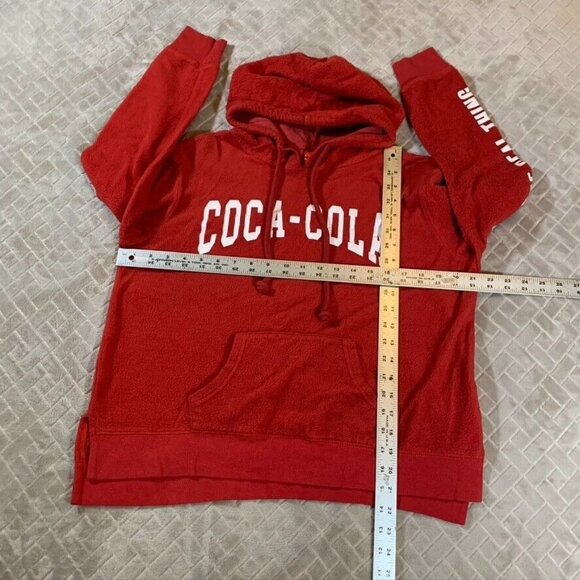 Coca Cola Womens Large Hoodie Sweatshirt Red Spell Out Logo Pullover - Picture 7 of 12